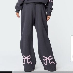 Edikted Black Flare Pants with Pink Accents